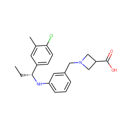 CC[C@@H](Nc1cccc(CN2CC(C(=O)O)C2)c1)c1ccc(Cl)c(C)c1 ZINC000118391098