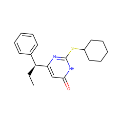 CC[C@@H](c1ccccc1)c1cc(=O)[nH]c(SC2CCCCC2)n1 ZINC000013474584
