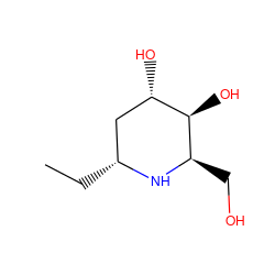 CC[C@@H]1C[C@H](O)[C@@H](O)[C@@H](CO)N1 ZINC000015205022