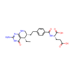 CC[C@@H]1c2c(nc(N)[nH]c2=O)NC[C@@H]1CCc1ccc(C(=O)N[C@@H](CCC(=O)O)C(=O)O)cc1 ZINC000026263017