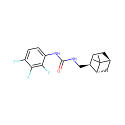 CC1(C)[C@H]2CC[C@H](CNC(=O)Nc3ccc(F)c(F)c3F)[C@H]1C2 ZINC000169324274