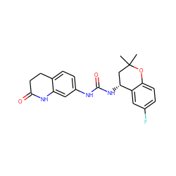 CC1(C)C[C@@H](NC(=O)Nc2ccc3c(c2)NC(=O)CC3)c2cc(F)ccc2O1 ZINC000143470598