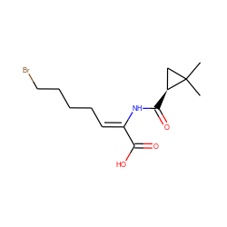 CC1(C)C[C@@H]1C(=O)N/C(=C\CCCCBr)C(=O)O ZINC000026020675