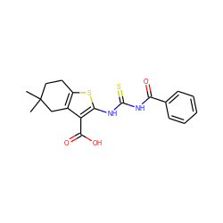 CC1(C)CCc2sc(NC(=S)NC(=O)c3ccccc3)c(C(=O)O)c2C1 ZINC000199229911