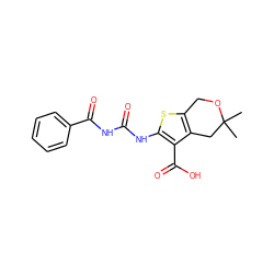 CC1(C)Cc2c(sc(NC(=O)NC(=O)c3ccccc3)c2C(=O)O)CO1 ZINC000198421930