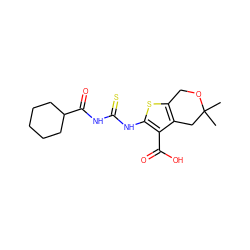 CC1(C)Cc2c(sc(NC(=S)NC(=O)C3CCCCC3)c2C(=O)O)CO1 ZINC000199132874