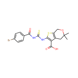 CC1(C)Cc2c(sc(NC(=S)NC(=O)c3ccc(Br)cc3)c2C(=O)O)CO1 ZINC000199229833