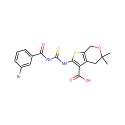 CC1(C)Cc2c(sc(NC(=S)NC(=O)c3cccc(Br)c3)c2C(=O)O)CO1 ZINC000199229892