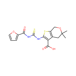CC1(C)Cc2c(sc(NC(=S)NC(=O)c3ccco3)c2C(=O)O)CO1 ZINC000199133008