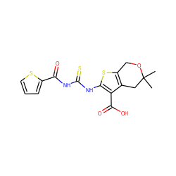 CC1(C)Cc2c(sc(NC(=S)NC(=O)c3cccs3)c2C(=O)O)CO1 ZINC000199132919