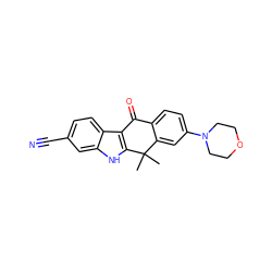 CC1(C)c2cc(N3CCOCC3)ccc2C(=O)c2c1[nH]c1cc(C#N)ccc21 ZINC000071333174