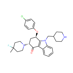 CC1(F)CCN([C@@H]2C[C@@H](Oc3ccc(Cl)cc3)c3c(c4ccccc4n3CC3CCNCC3)C2=O)CC1 ZINC000028572081