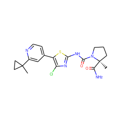 CC1(c2cc(-c3sc(NC(=O)N4CCC[C@@]4(C)C(N)=O)nc3Cl)ccn2)CC1 ZINC000098194371