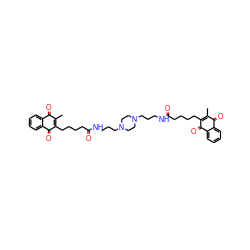 CC1=C(CCCCC(=O)NCCCN2CCN(CCCNC(=O)CCCCC3=C(C)C(=O)c4ccccc4C3=O)CC2)C(=O)c2ccccc2C1=O ZINC000037858539