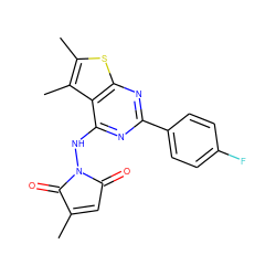 CC1=CC(=O)N(Nc2nc(-c3ccc(F)cc3)nc3sc(C)c(C)c23)C1=O ZINC001772650803