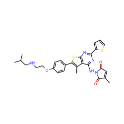 CC1=CC(=O)N(Nc2nc(-c3cccs3)nc3sc(-c4ccc(OCCNCC(C)C)cc4)c(C)c23)C1=O ZINC000146723228