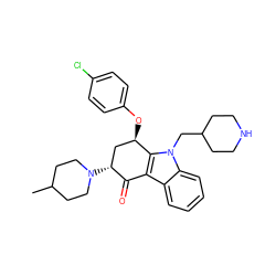 CC1CCN([C@@H]2C[C@@H](Oc3ccc(Cl)cc3)c3c(c4ccccc4n3CC3CCNCC3)C2=O)CC1 ZINC000028571050