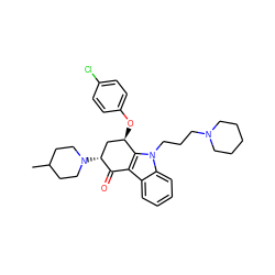 CC1CCN([C@@H]2C[C@@H](Oc3ccc(Cl)cc3)c3c(c4ccccc4n3CCCN3CCCCC3)C2=O)CC1 ZINC000040563991