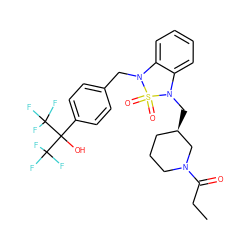 CCC(=O)N1CCC[C@@H](CN2c3ccccc3N(Cc3ccc(C(O)(C(F)(F)F)C(F)(F)F)cc3)S2(=O)=O)C1 ZINC000299857843