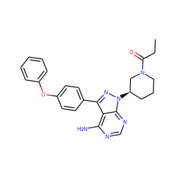 CCC(=O)N1CCC[C@@H](n2nc(-c3ccc(Oc4ccccc4)cc3)c3c(N)ncnc32)C1 ZINC000098207958
