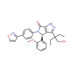 CCC(CC)(CO)c1n[nH]c2c1[C@@H](c1ccccc1OC)N(c1ccc(-c3ccon3)cc1)C2=O ZINC000096177153
