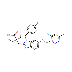 CCC(CC)(Cc1nc2ccc(OCc3ncc(C)cc3F)cc2n1Cc1ccc(Br)cc1)C(=O)O ZINC000218176135