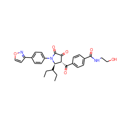 CCC(CC)[C@@H]1[C@@H](C(=O)c2ccc(C(=O)NCCO)cc2)C(=O)C(=O)N1c1ccc(-c2ccon2)cc1 ZINC000169694819