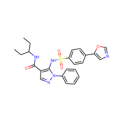 CCC(CC)NC(=O)c1cnn(-c2ccccc2)c1NS(=O)(=O)c1ccc(-c2cnco2)cc1 ZINC000073163570