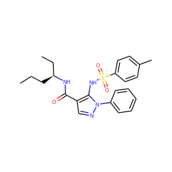 CCC[C@@H](CC)NC(=O)c1cnn(-c2ccccc2)c1NS(=O)(=O)c1ccc(C)cc1 ZINC000073165842
