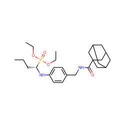 CCC[C@@H](Nc1ccc(CNC(=O)C23CC4CC(CC(C4)C2)C3)cc1)P(=O)(OCC)OCC ZINC000198527103