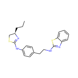 CCC[C@@H]1CSC(Nc2ccc(CCNc3nc4ccccc4s3)cc2)=N1 ZINC000049033329