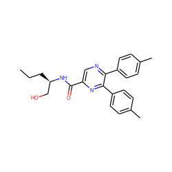 CCC[C@H](CO)NC(=O)c1cnc(-c2ccc(C)cc2)c(-c2ccc(C)cc2)n1 ZINC000013979851