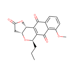CCC[C@H]1O[C@@H]2CC(=O)O[C@@H]2C2=C1C(=O)c1c(OC)cccc1C2=O ZINC000040913909