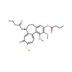 CCCC(=O)N[C@H]1CCc2cc(OC(=O)CCC)c(OC)c(OC)c2-c2ccc(SC)c(=O)cc21 ZINC000027645841