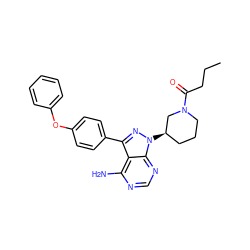 CCCC(=O)N1CCC[C@@H](n2nc(-c3ccc(Oc4ccccc4)cc3)c3c(N)ncnc32)C1 ZINC000653786559