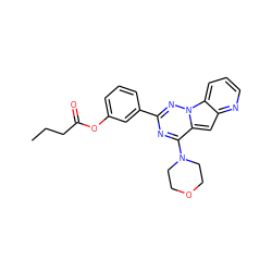 CCCC(=O)Oc1cccc(-c2nc(N3CCOCC3)c3cc4ncccc4n3n2)c1 ZINC000073221449