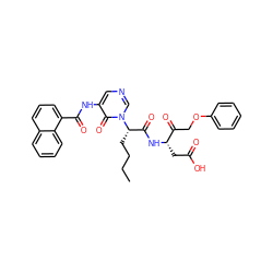 CCCC[C@@H](C(=O)N[C@@H](CC(=O)O)C(=O)COc1ccccc1)n1cncc(NC(=O)c2cccc3ccccc23)c1=O ZINC000027076941