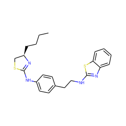 CCCC[C@@H]1CSC(Nc2ccc(CCNc3nc4ccccc4s3)cc2)=N1 ZINC000049033333