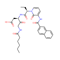 CCCCCC(=O)NCC(=O)[C@@H](CC(=O)O)NC(=O)[C@@H](CC)n1cccc(NC(=O)c2ccc3ccccc3c2)c1=O ZINC000028015795