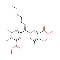 CCCCCC=C(c1cc(F)c(OC)c(C(=O)OC)c1)c1cc(F)c(OC)c(C(=O)OC)c1 ZINC000001655034