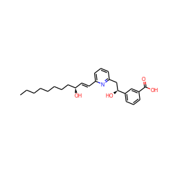 CCCCCCCC[C@H](O)/C=C/c1cccc(C[C@H](O)c2cccc(C(=O)O)c2)n1 ZINC000036189786