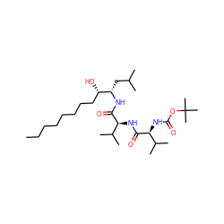 CCCCCCCC[C@H](O)[C@H](CC(C)C)NC(=O)[C@@H](NC(=O)[C@@H](NC(=O)OC(C)(C)C)C(C)C)C(C)C ZINC000138108332