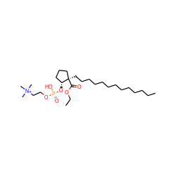 CCCCCCCCCCCCC[C@@]1(C(=O)OCC)CCC[C@H]1O[P@@](=O)(O)OCC[N+](C)(C)C ZINC000095601748