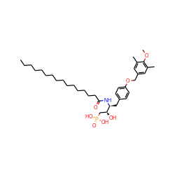 CCCCCCCCCCCCCCCC(=O)N[C@@H](Cc1ccc(OCc2cc(C)c(OC)c(C)c2)cc1)[C@@H](O)CP(=O)(O)O ZINC000066251963