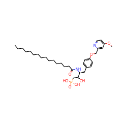 CCCCCCCCCCCCCCCC(=O)N[C@@H](Cc1ccc(OCc2cc(OC)ccn2)cc1)[C@@H](O)CP(=O)(O)O ZINC000066258446