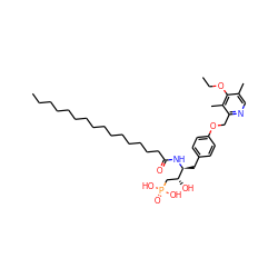 CCCCCCCCCCCCCCCC(=O)N[C@@H](Cc1ccc(OCc2ncc(C)c(OCC)c2C)cc1)[C@H](O)CP(=O)(O)O ZINC000072115251