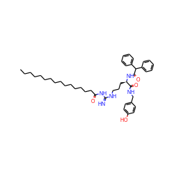 CCCCCCCCCCCCCCCC(=O)NC(=N)NCCC[C@@H](NC(=O)C(c1ccccc1)c1ccccc1)C(=O)NCc1ccc(O)cc1 ZINC000058650664