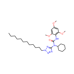 CCCCCCCCCCCCn1nnc(N(C(=O)Nc2c(OC)cc(OC)cc2OC)C2CCCCC2)n1 ZINC000014286010