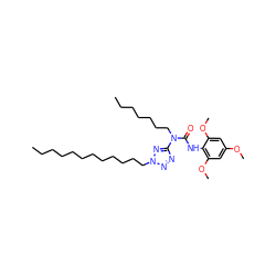 CCCCCCCCCCCCn1nnc(N(CCCCCCC)C(=O)Nc2c(OC)cc(OC)cc2OC)n1 ZINC000036330941