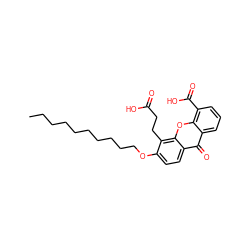 CCCCCCCCCCOc1ccc2c(=O)c3cccc(C(=O)O)c3oc2c1CCC(=O)O ZINC000036189755